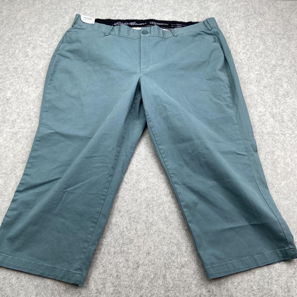 Eddie Bauer Pants Womens 22W (42x23) Green Legendwash Curvy Crop Stretch Casual